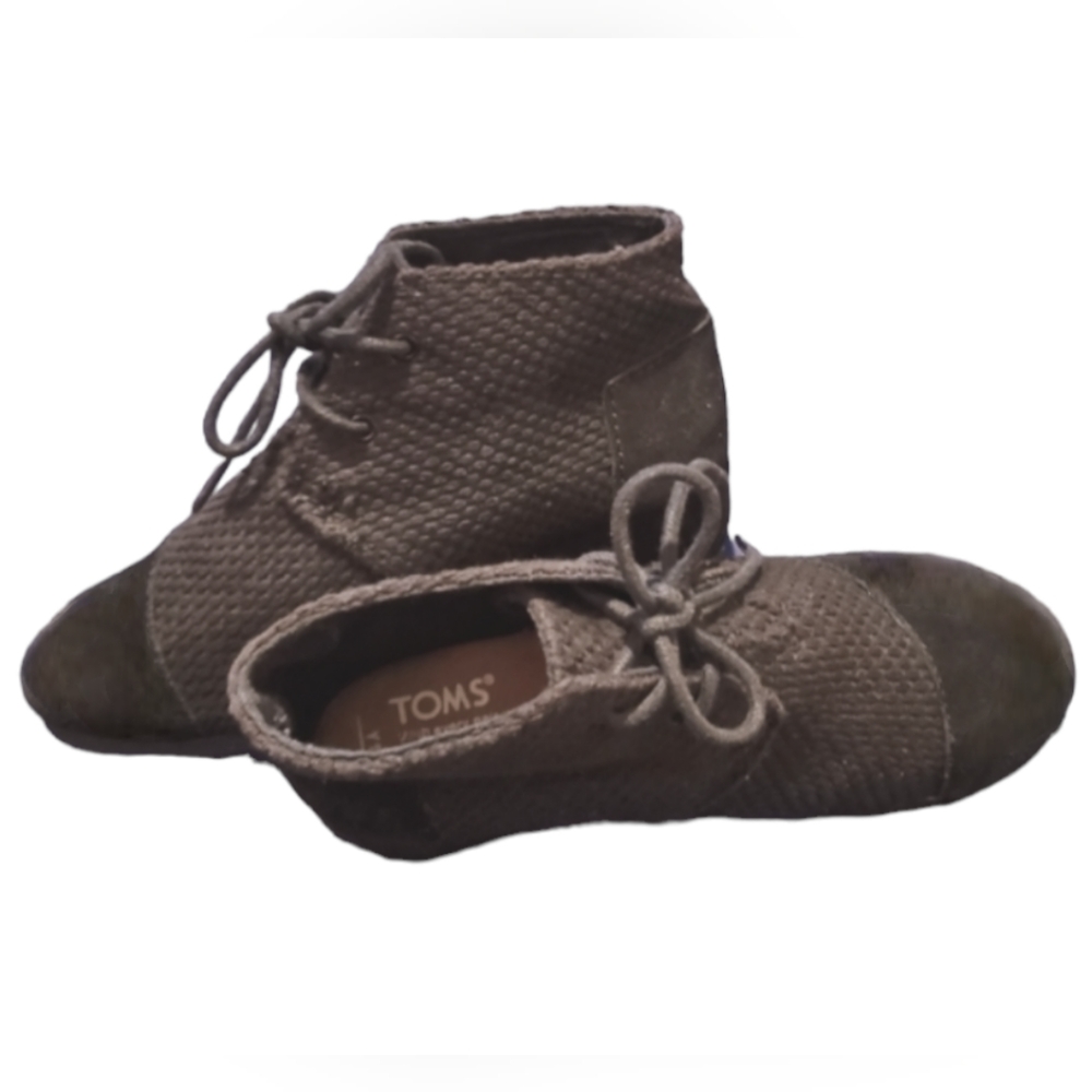 Toms Youth 1 Black Suede Wedge Lace-up Shoes